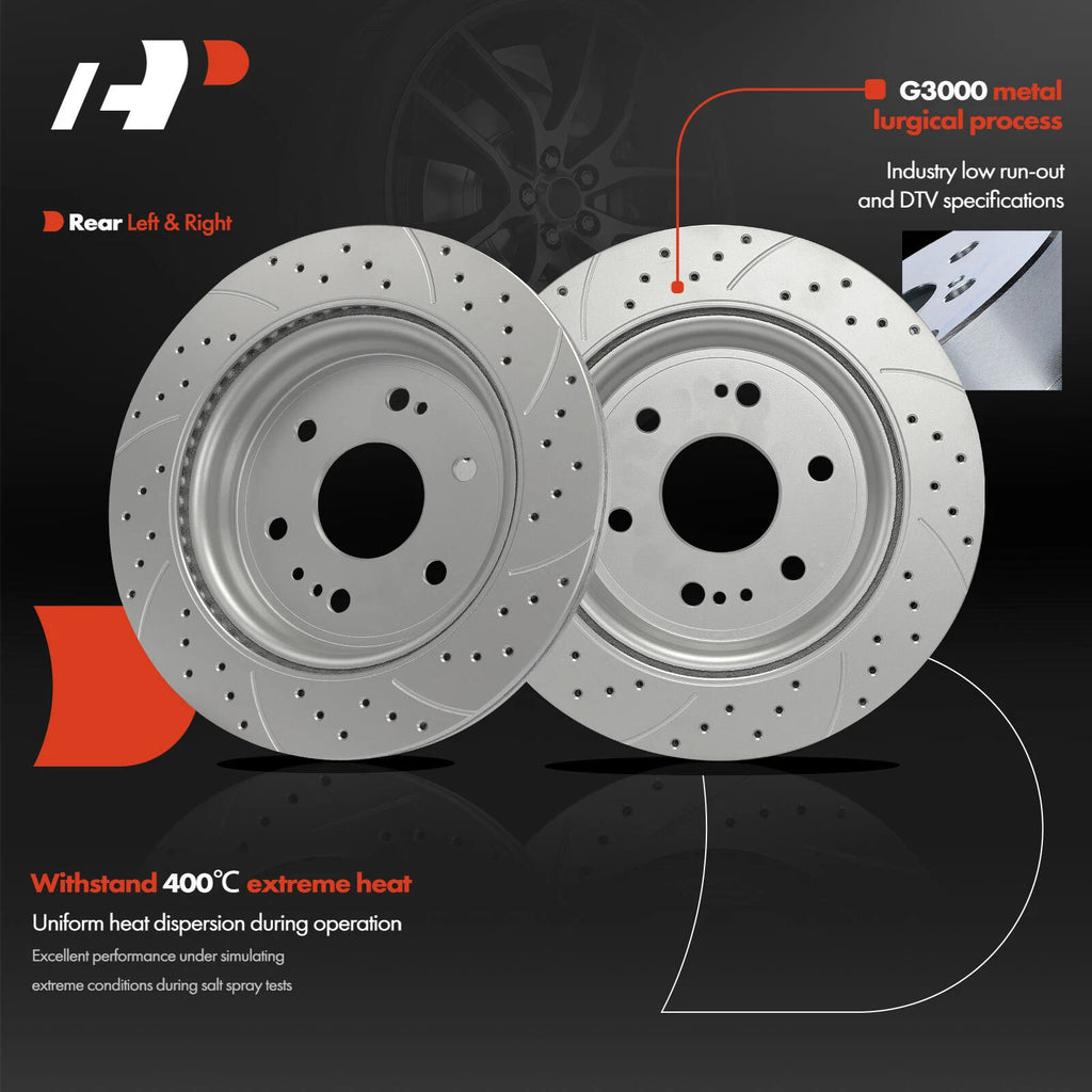 Rear Drilled Brake Rotor & Pad for Chevrolet Silverado 1500 (2022–2022)