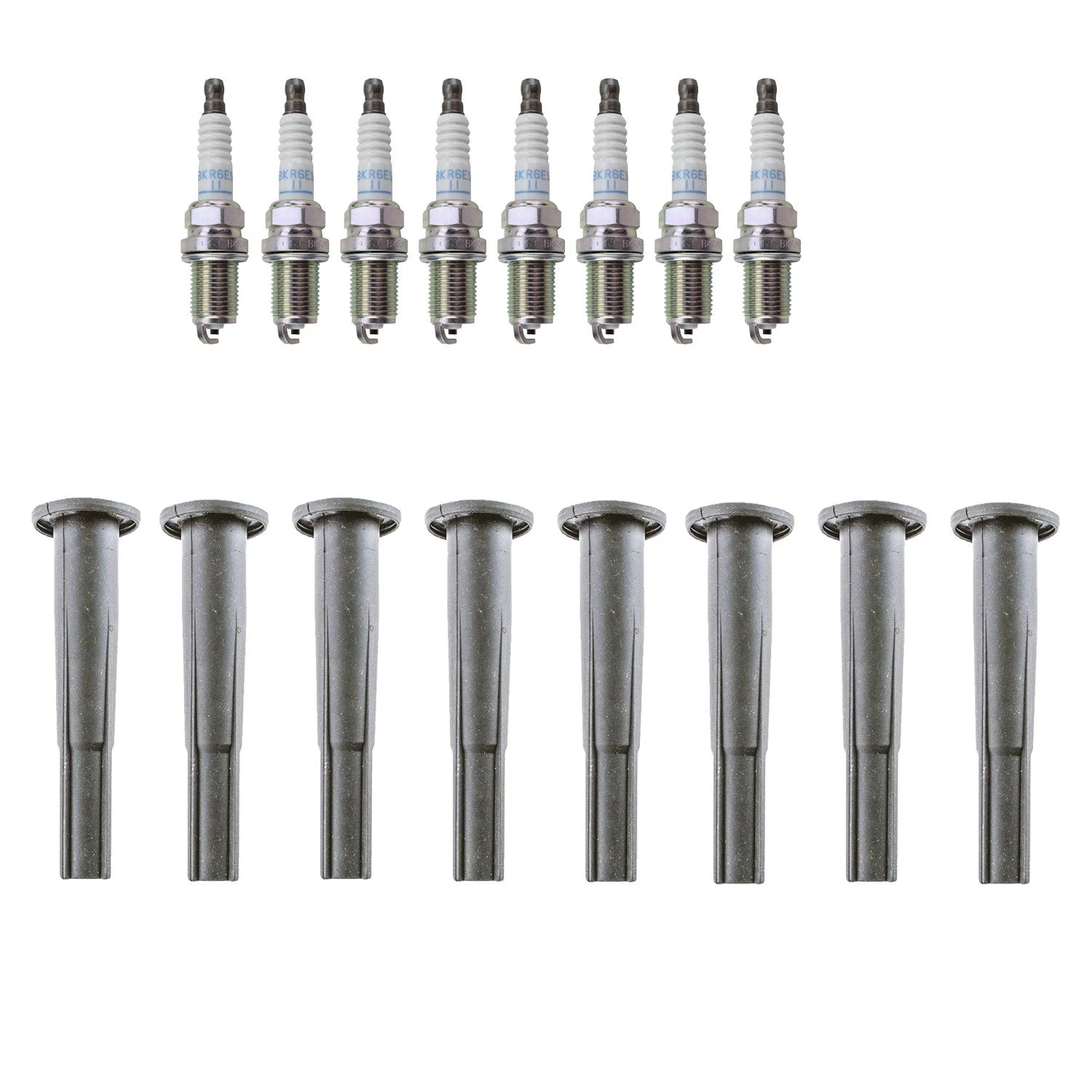 Set of 8 NGK Spark Plugs & Denso Coil Boots for Lexus GS400 LS400 (1998–2000)