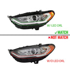 Halogen Headlight for Ford Fusion (2017–2020) w/ LED DRL & Bulbs, Left