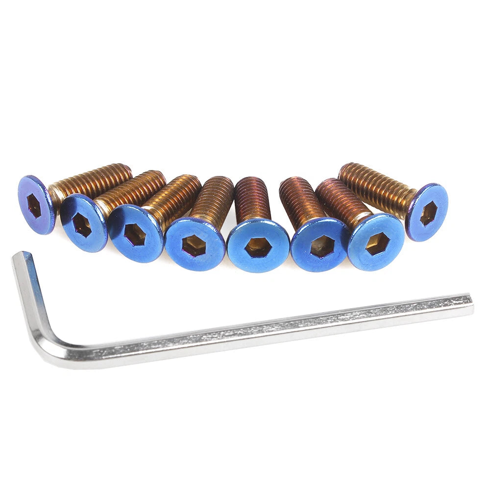 Set of 8 Steering Wheel Conical Screws for M5 (Blue)
