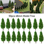 50Pcs Pine Trees for Train Railroad Scenery (Scale Model)