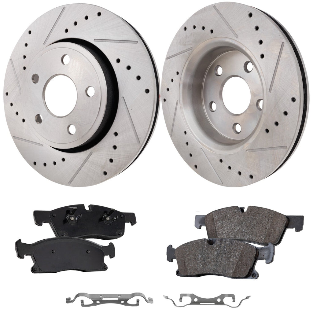 Brake Disc & Pad Kit for Jeep Grand Cherokee (2013–2020) Cross-Drilled