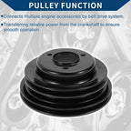3 Triple-Groove LWP Long Water Pump Crank Pulley for Chevy Big Block (1965–1990)