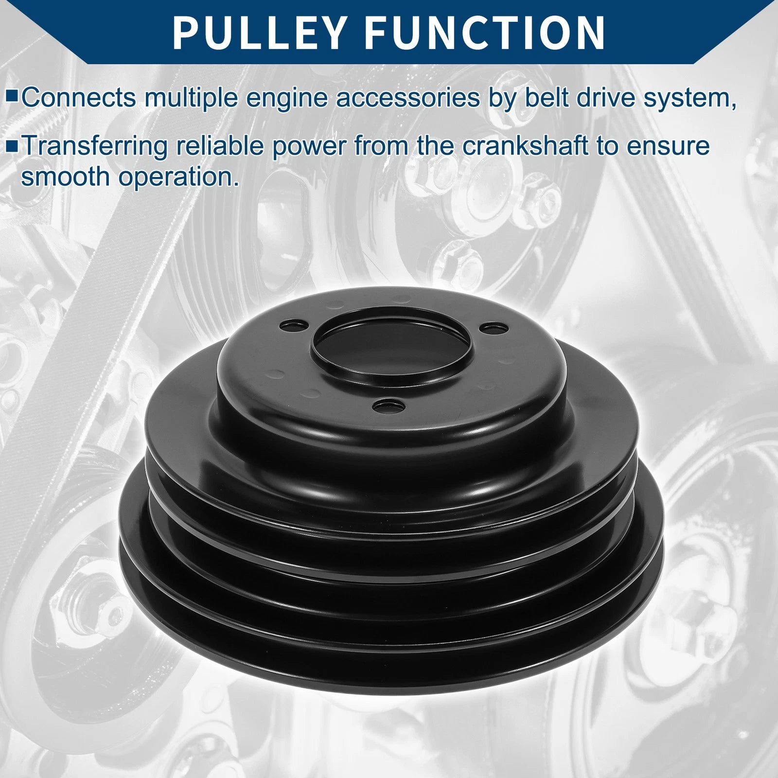 3 Triple-Groove LWP Long Water Pump Crank Pulley for Chevy Big Block (1965–1990)