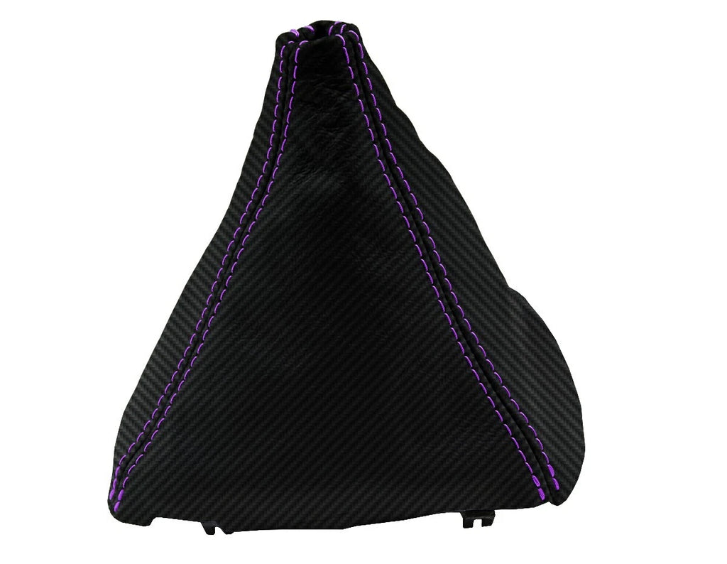 Carbon Fiber Manual Shift Boot Cover for Acura Integra (1994–2001) Purple Stitch