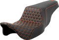 SADDLEMEN Step-Up Seat for FL (2008–2023) 808-07B-17703, Honeycomb, Orange Stitching