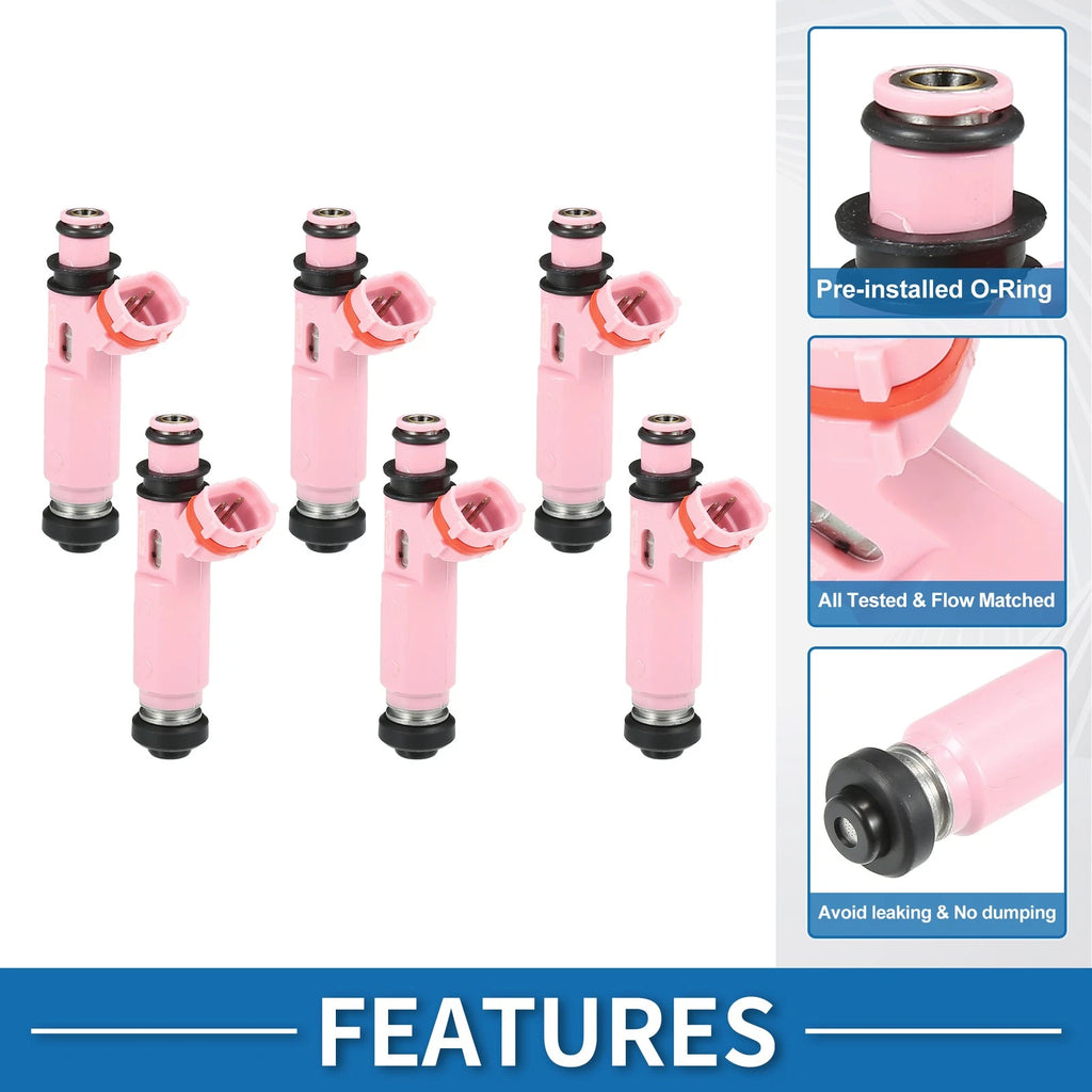 Set of 6 Fuel Injectors No.23209-20040 for Toyota Highlander Hybrid (2006–2010)