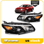 2Pcs Pair Headlights for Chevy Malibu (2016–2018) Black with Amber
