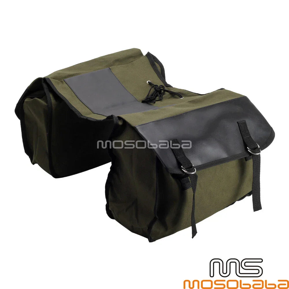 Canvas Flap Cover Saddlebag Storage Bags for Harley Honda Shadow 750