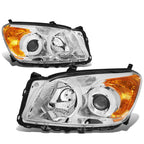 Set of 2 Chrome Housing Amber Side Projector Headlights for Toyota RAV4 (2009–2012)