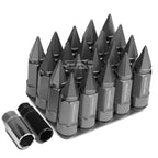 Set of 20 M12X1.5 83mm Tall Gun Metal Aluminum Lug Nuts with Caps