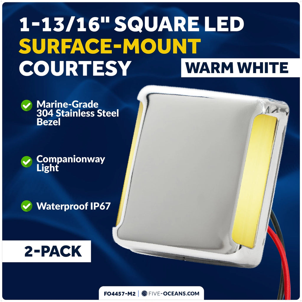 2X LED Companion Way Light for Boat (Square Warm White)