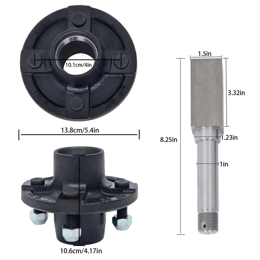 Set of 4 Trailer Hub Kits for 4" Spindle