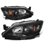 Projector Headlight Lamps for Subaru Impreza (2008–2011) Black/Amber