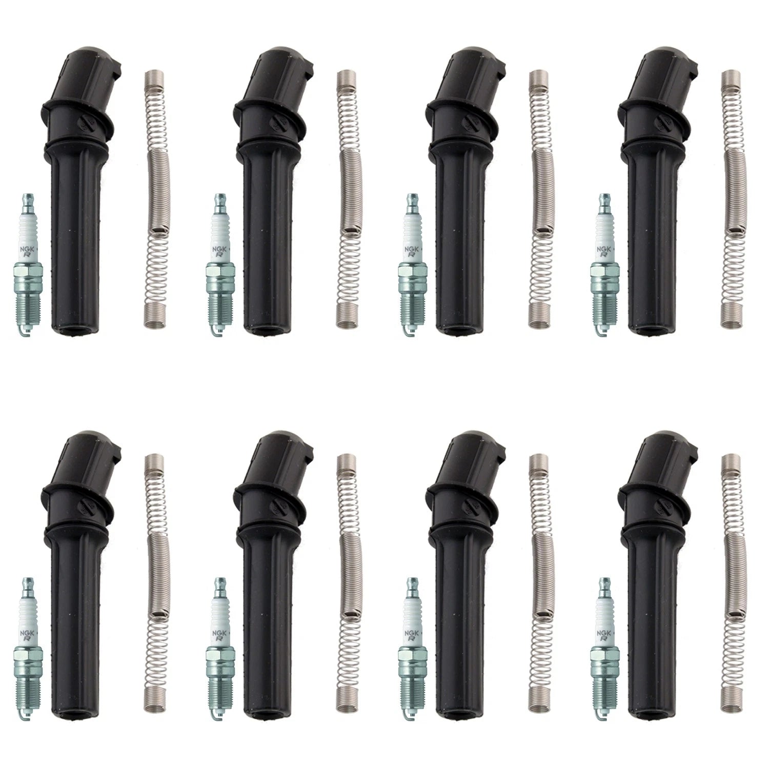 Set of 8 NGK V-Power Spark Plugs & Coil Boots for Crown Victoria E-150 F-150 V8