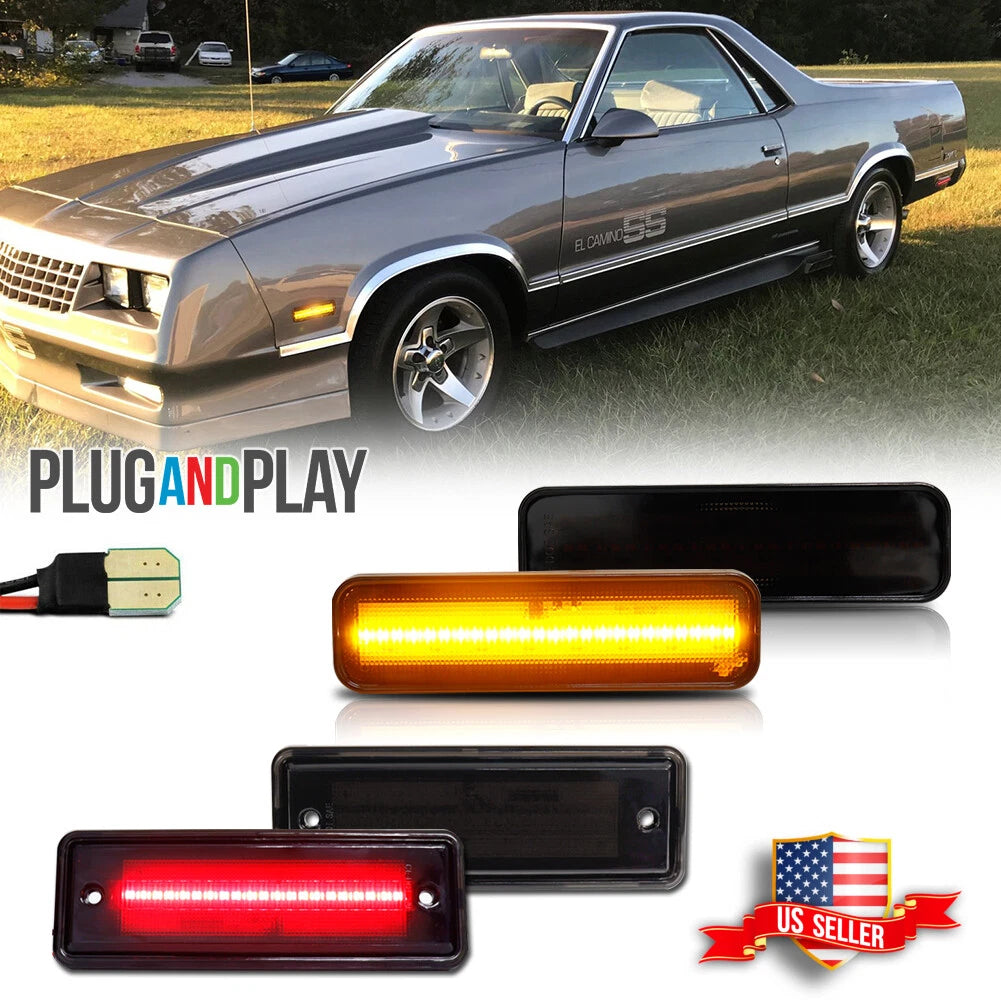 Set of 4 Smoke LED Side Marker Lights for El Camino & Caballero (1978–1987)