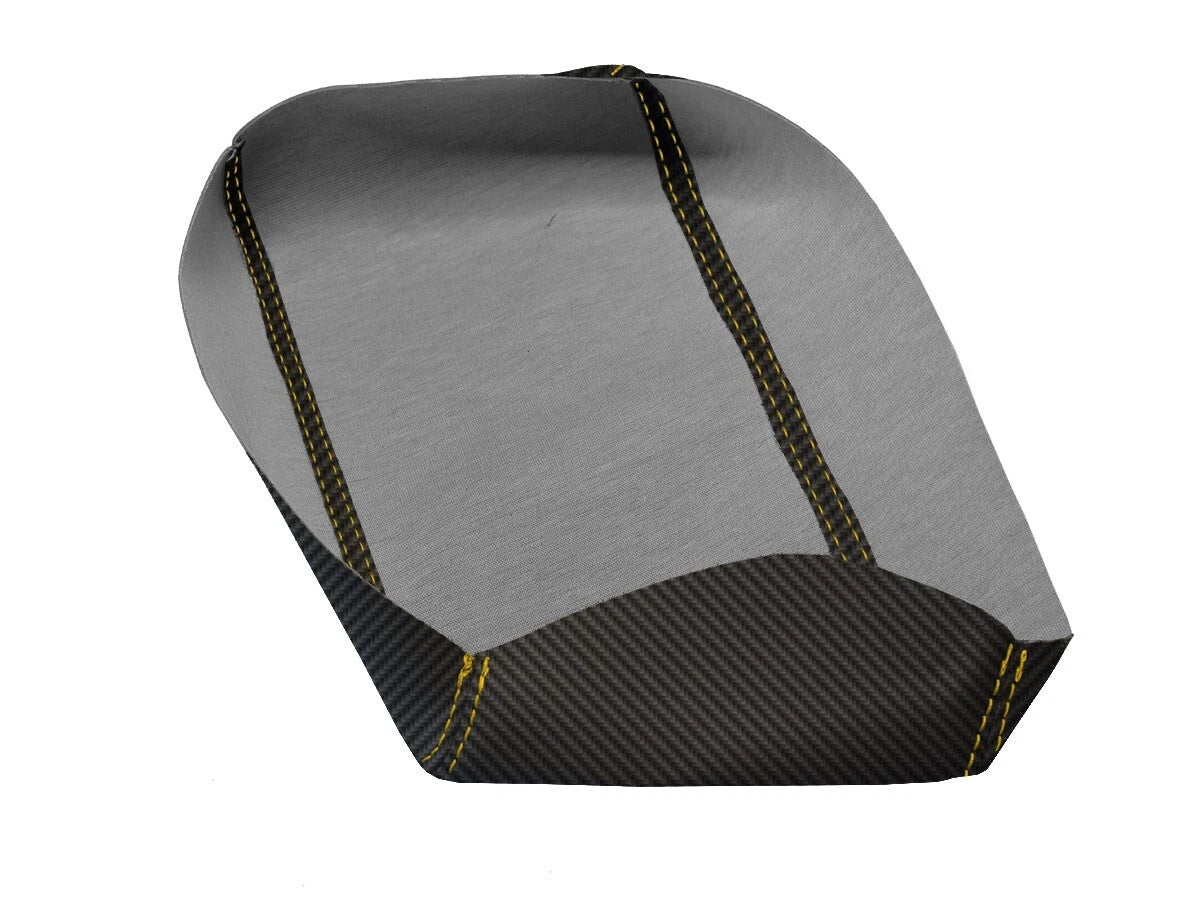 Console Armrest Cover for Infiniti G35X (2005–2006) Carbon Fiber Yellow Stitch
