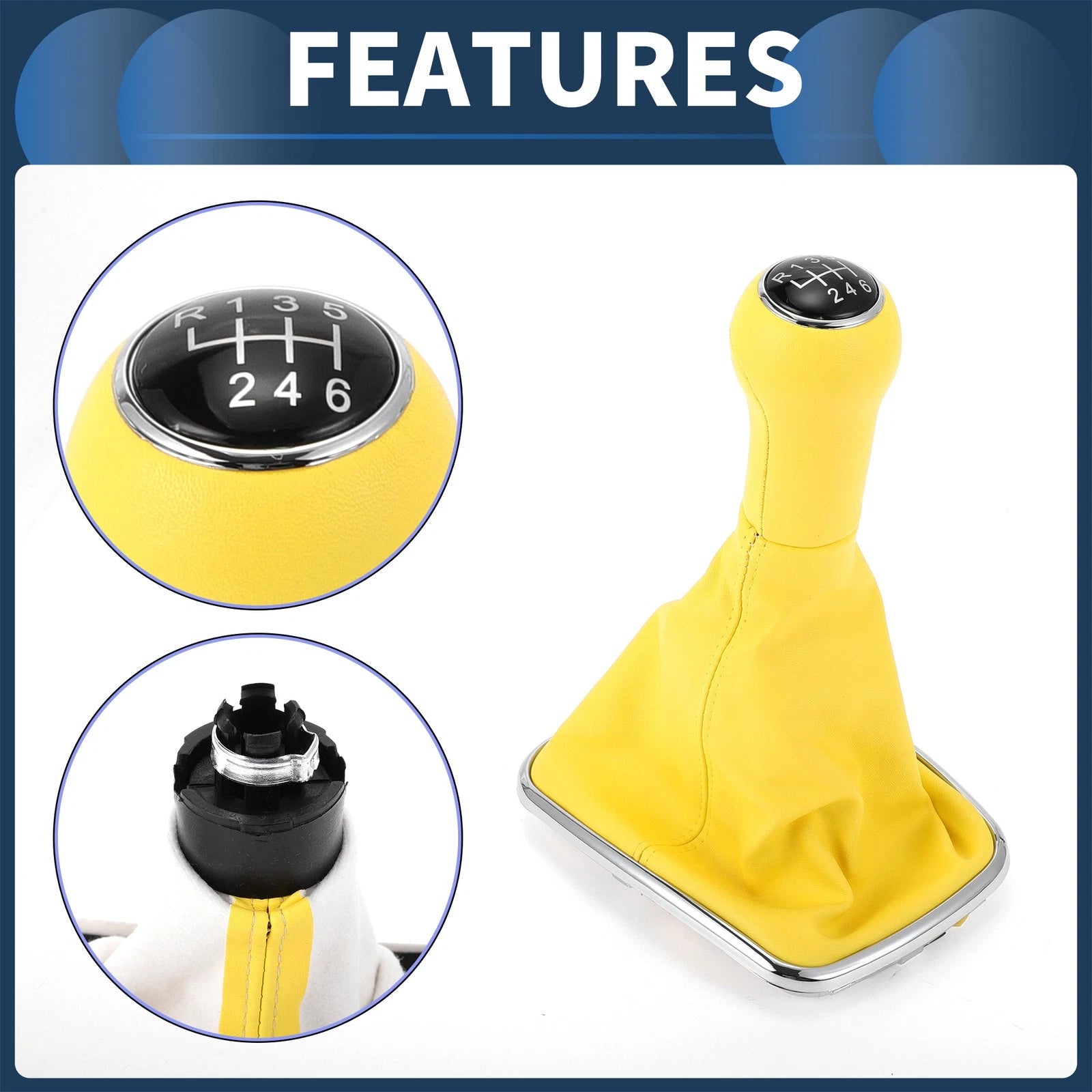 6 Speed Gear Shifter Knob with Cover for Volkswagen Bora Golf MK4 (1998–2007)