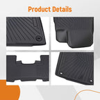 All Weather Floor Mats Liner for Toyota Highlander (2014–2019) Black TPE Rubber