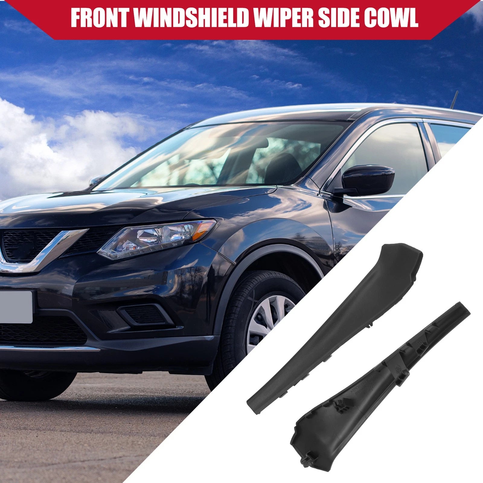 Front Windshield Wiper Side Cowl Extension Trim for Nissan Rogue (2014–2020)