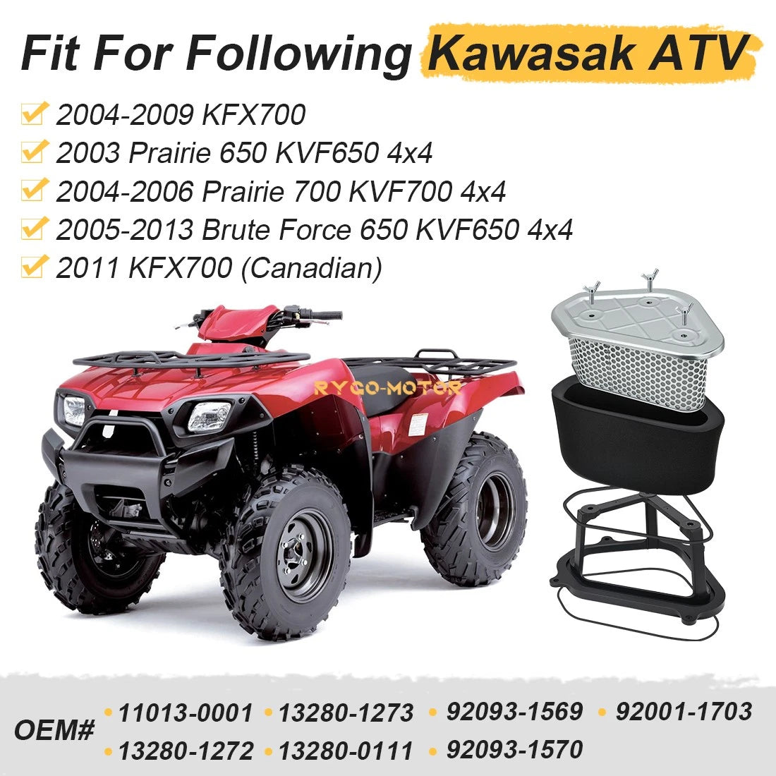 Air Filter & Cage Holder Bolt for Kawasaki Prairie 700 KVF700 (2004–2006) 11013-0001