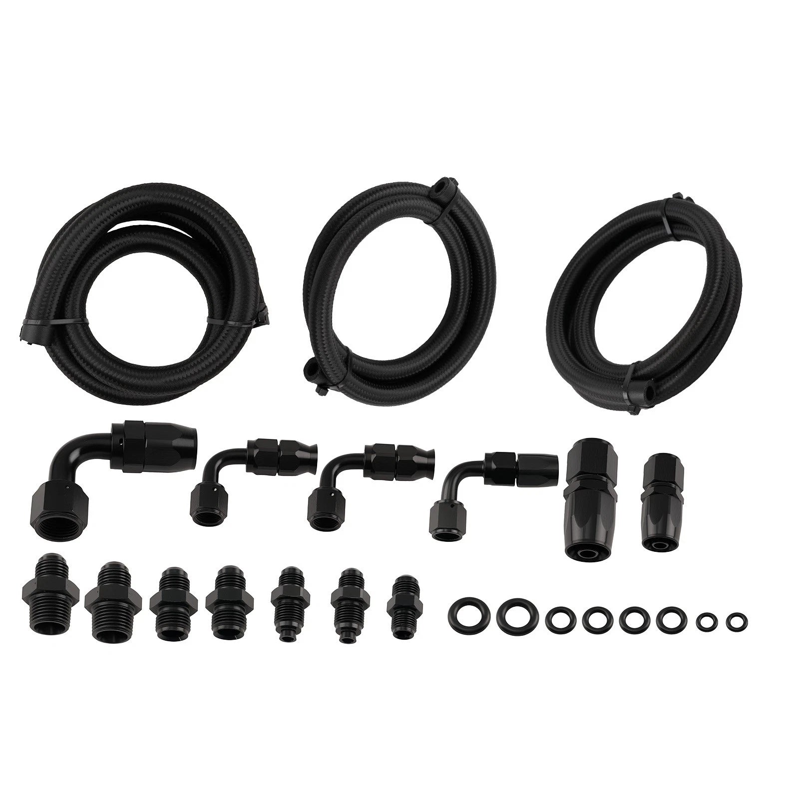 Power Steering Oil Line Kit for Universal Remote Reservoir (Black)