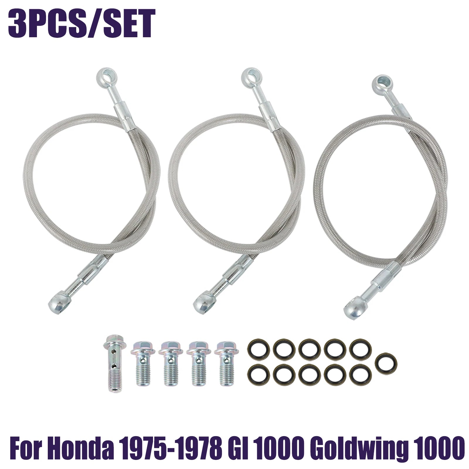 Braided Steel Front Brake Line Kit for Honda GL 1000 Goldwing (1975–1978)