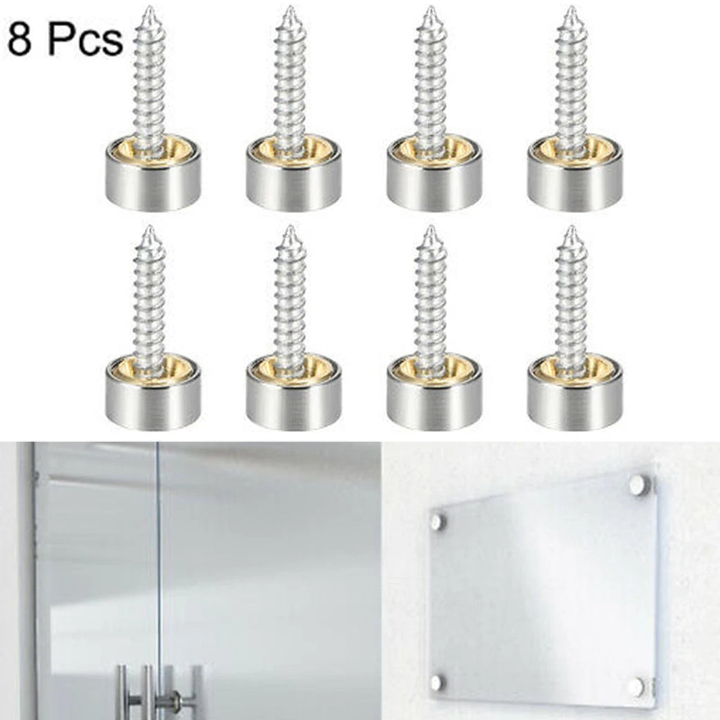 Set of 8 Mirror Screws for Stainless Steel Brushed