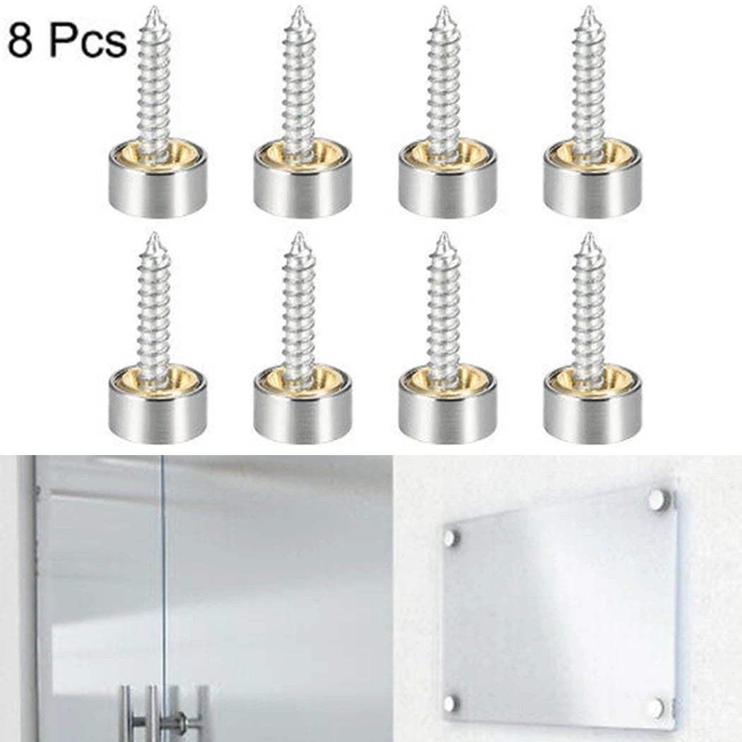 Set of 8 Mirror Screws for Stainless Steel Brushed