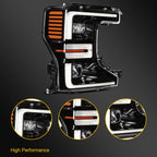 Right Side Black Amber LED Headlight for Ford F250 F350 Super Duty