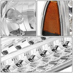 Pair of Chrome Amber LED Signal Headlights for Ford Super Duty (1999–2004)