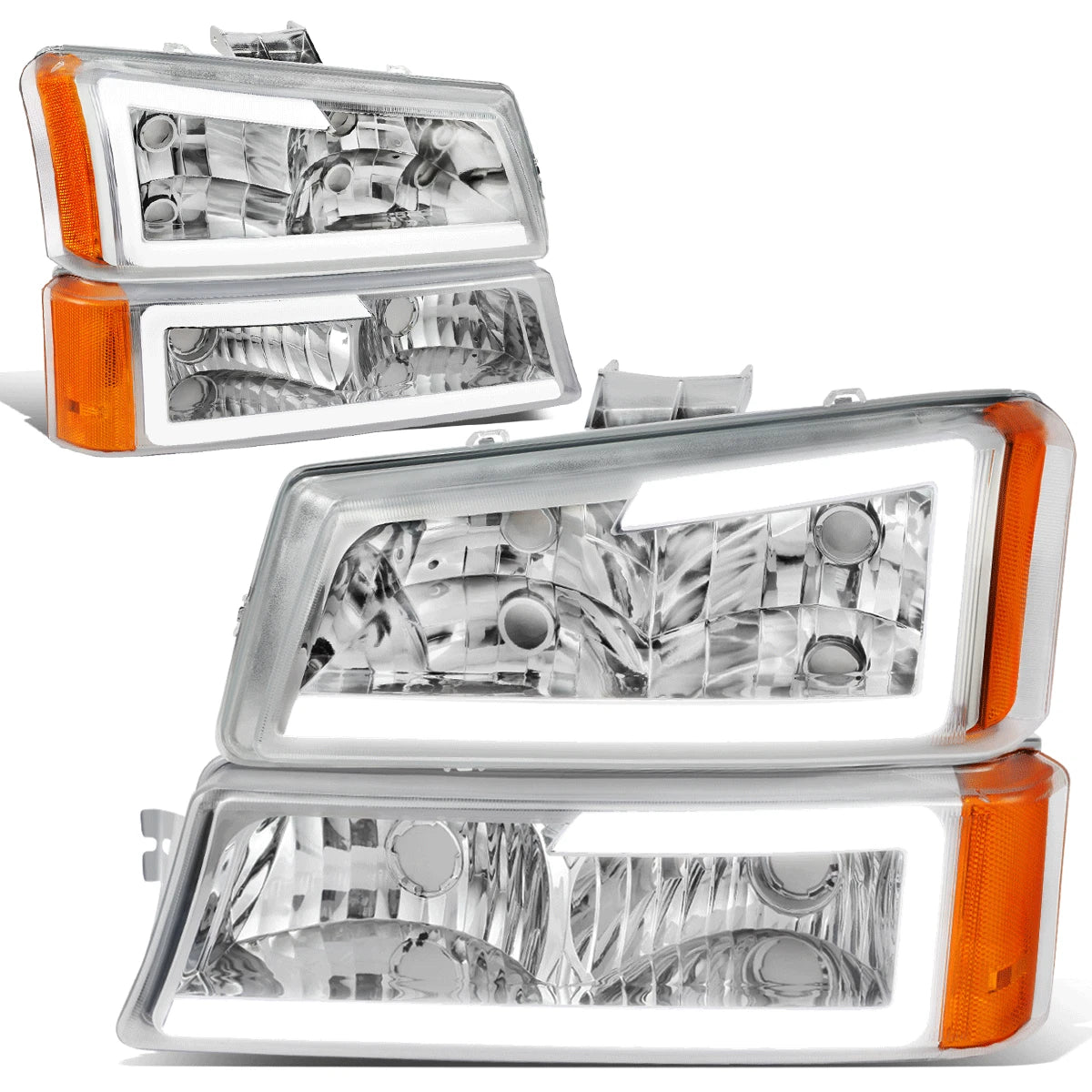 LED DRL Headlight Bumper Signal Lamps for Chevy Silverado Avalanche (2003–2007)