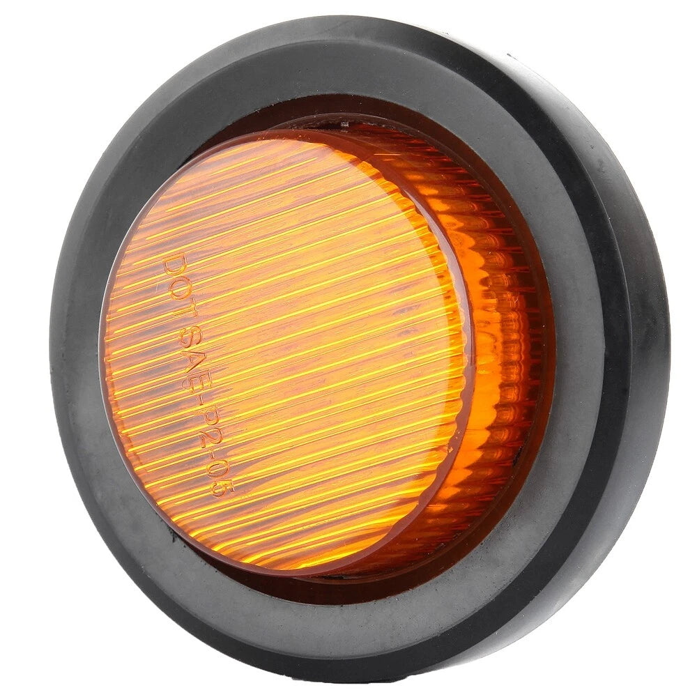 Set of 6 Amber 2 Inch 9 LED Round Side Marker Lights for Truck Trailer
