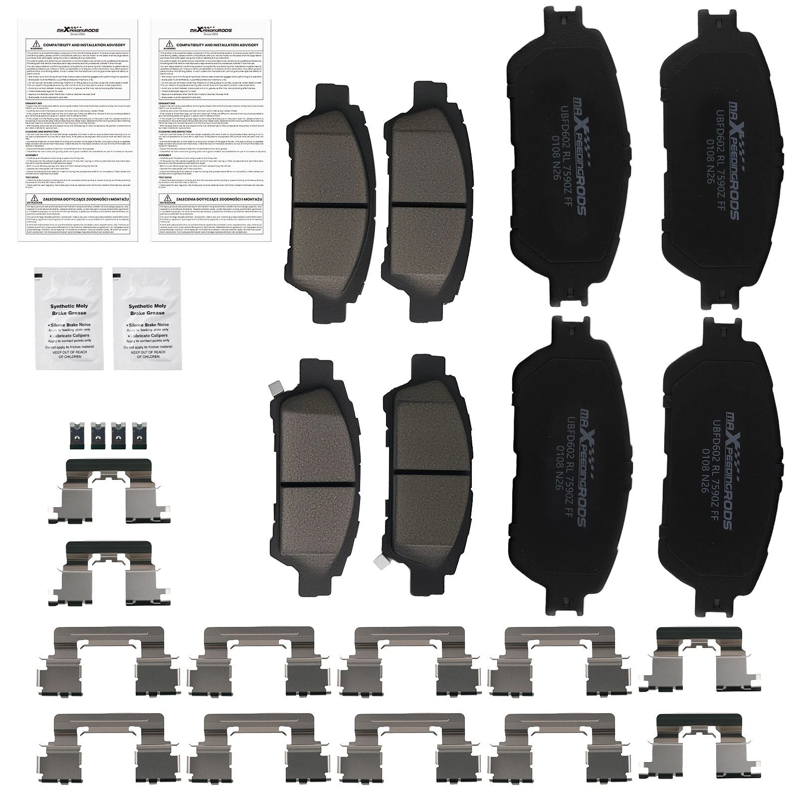 Front & Rear Ceramic Brake Pads Kit for Toyota Sienna (2004–2010) D906