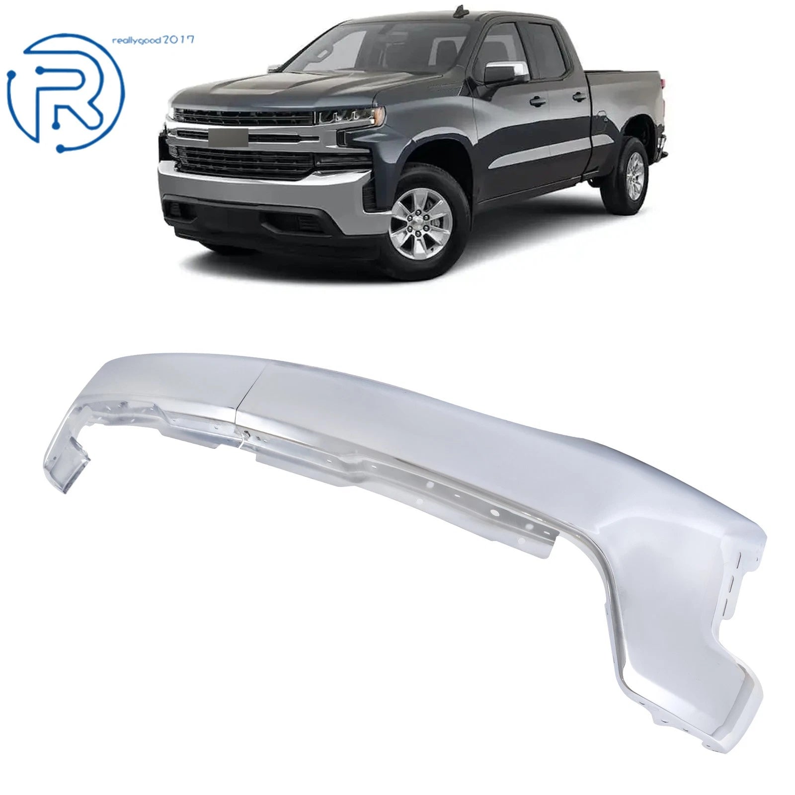 Chrome Split Front Bumper for Chevy Silverado 1500 (2019–2022)