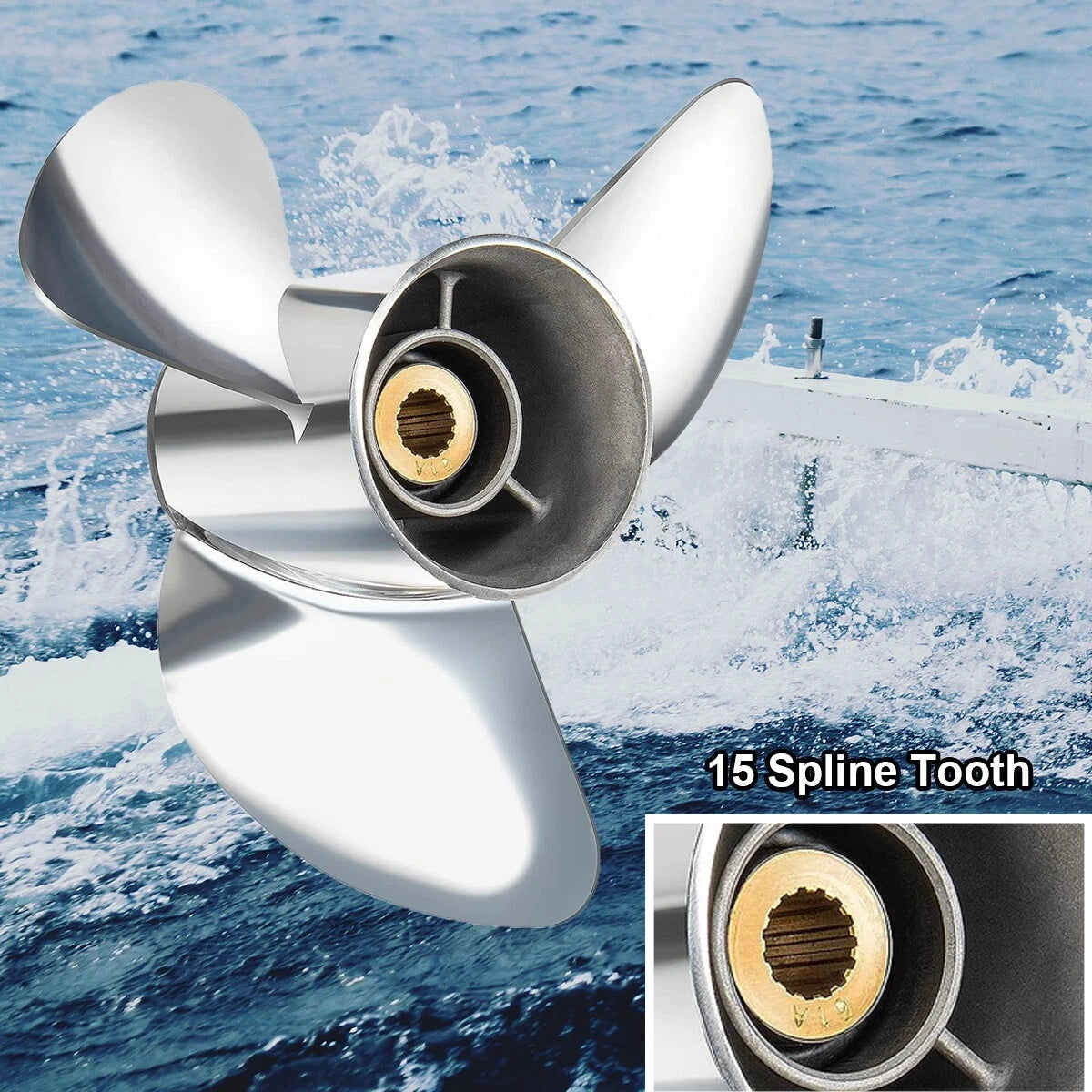 Stainless Steel Propeller for Yamaha 150-300 HP (15 Spline, RH)