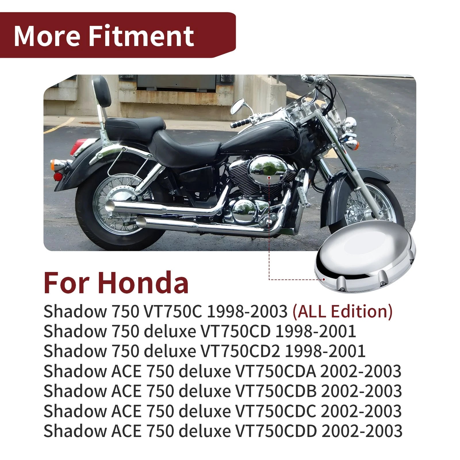 Air Intake Cover for Honda Shadow ACE 750/VT Deluxe (1998–2003) Chrome