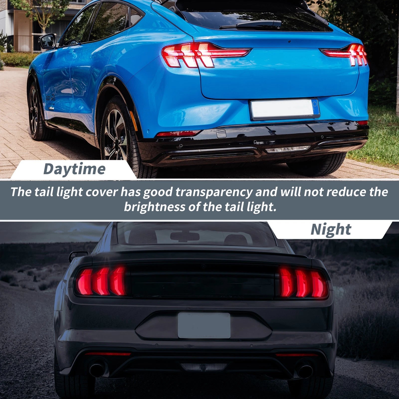 1 Pair Tail Light Protector Trim Cover for Ford Mustang (2024–2025) Smoked Black