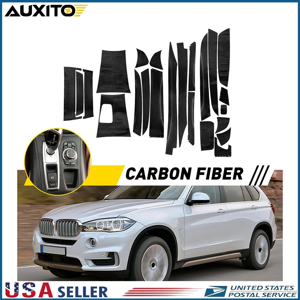 3D Matte Carbon Fiber Interior Trim Decals for BMW X5 E70 X6 E71 (2008–2014)