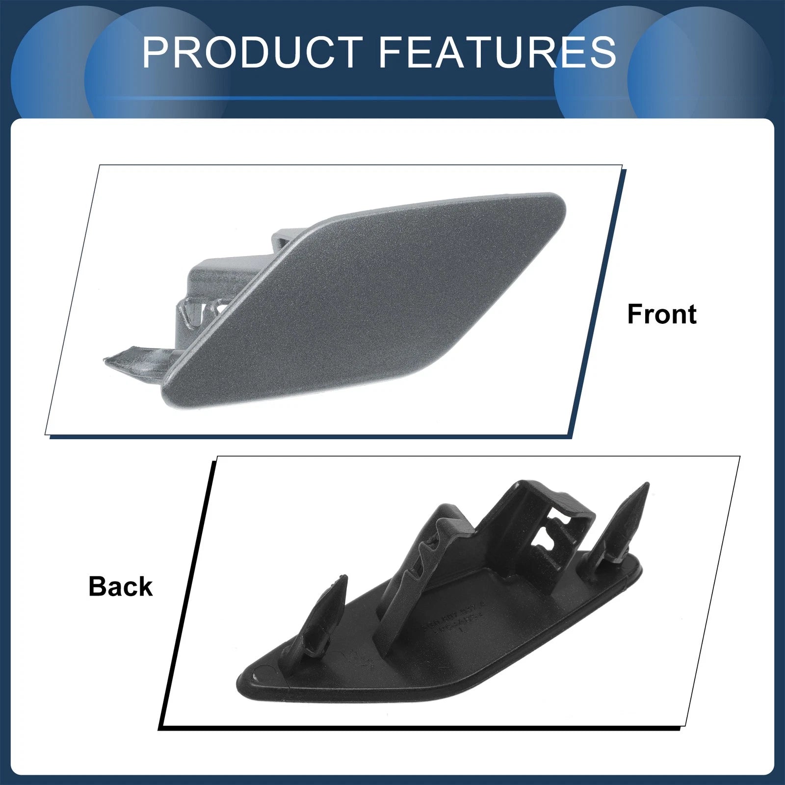 Front Left Washer Nozzle Cover Cap for Volkswagen Passat B8 (2015–2022) Grey