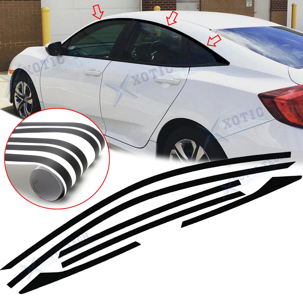 Chrome Delete Vinyl Blackout Window Trims for Honda Civic Sedan (2016–2021)
