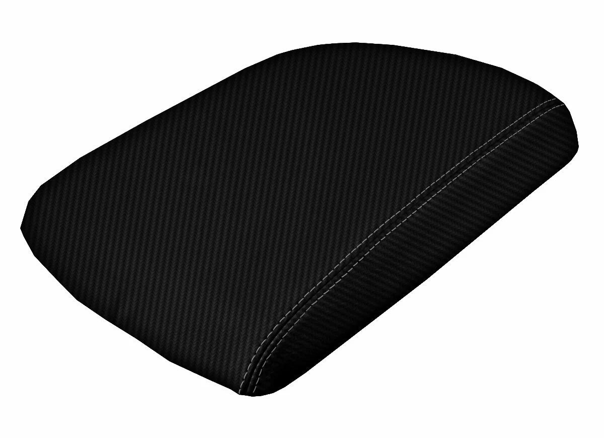 Console Lid Armrest Cover for Dodge Ram (2009–2016) Carbon Fiber Gray Stitch
