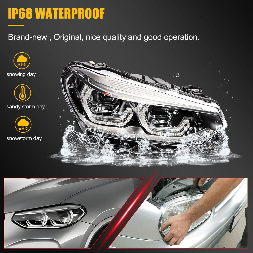 Set of 2 Full LED Headlights for BMW X4 X3 (2019–2021)