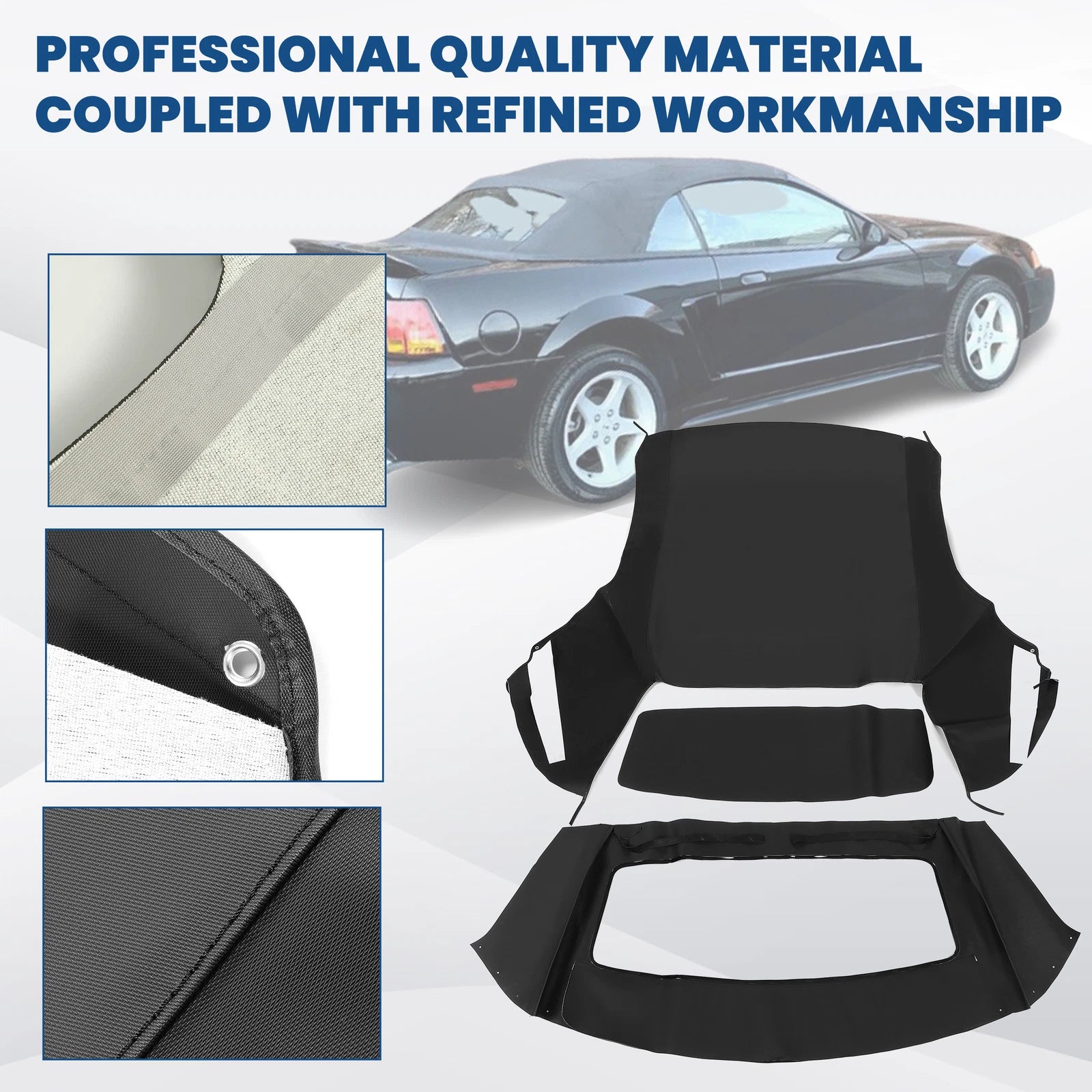 Soft Top for Ford Mustang (1994–2004) W/Window Black Sailcloth Plastic