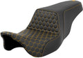 SADDLEMEN Step-Up Seat for FL (2008–2023) - Honeycomb, Gold Stitching 808-07B-17707
