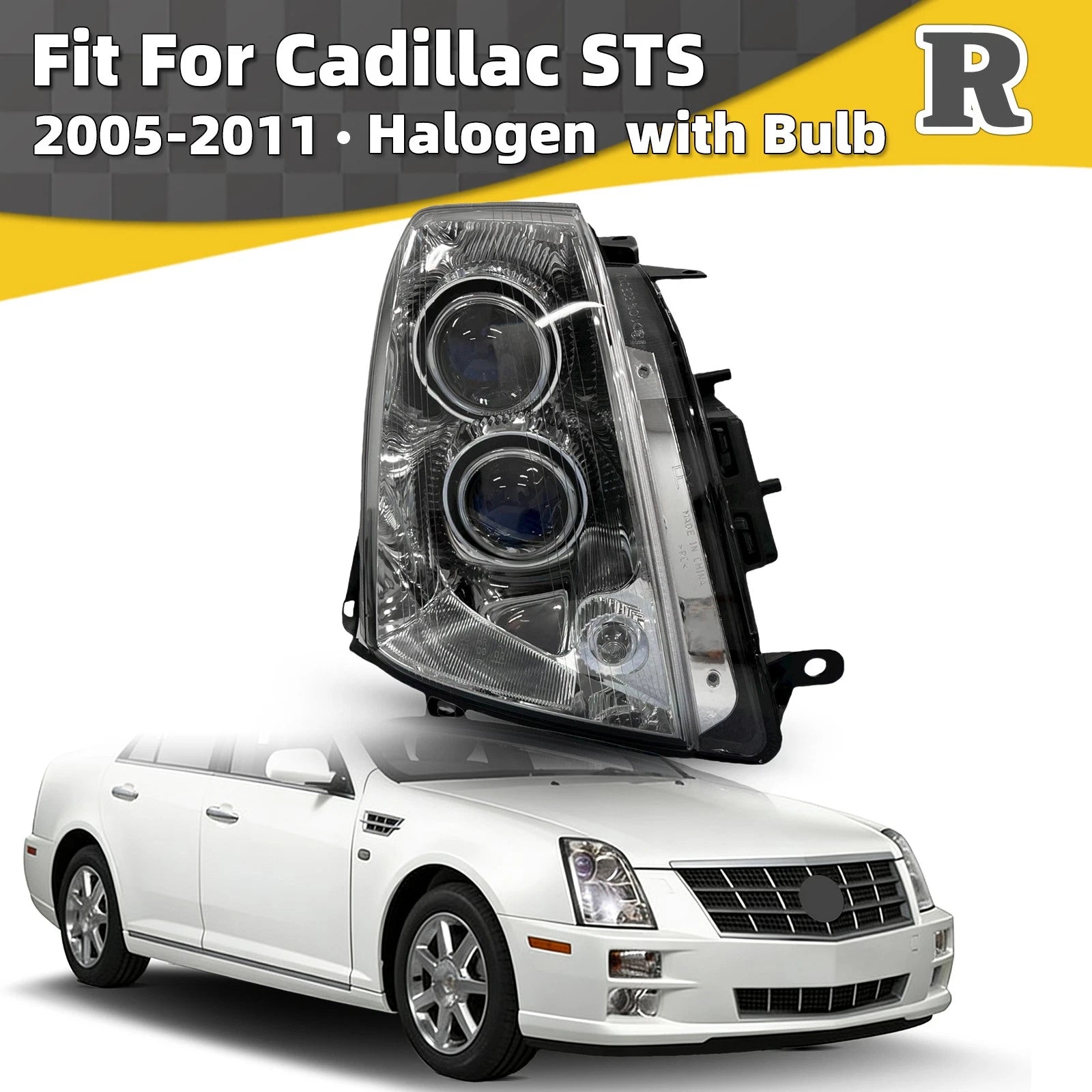 Halogen Headlight Assembly RH for Cadillac STS (2005–2011)