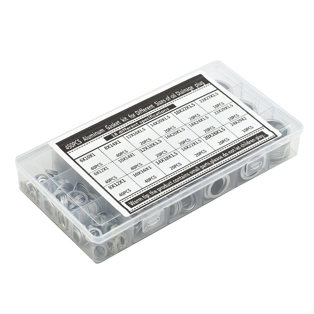 450pcs Oil Washers Flat Gasket Seal for Metric Screws