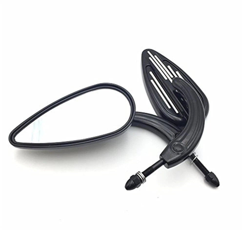 Set of 2 Black Oval Custom Side Mirrors for Harley Softail Dyna Sportster