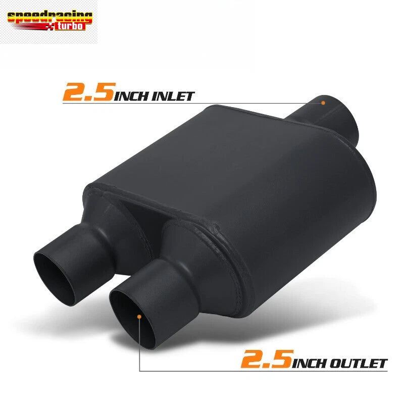 2.5" Inlet/Dual Outlet Stainless Steel Exhaust Muffler for
