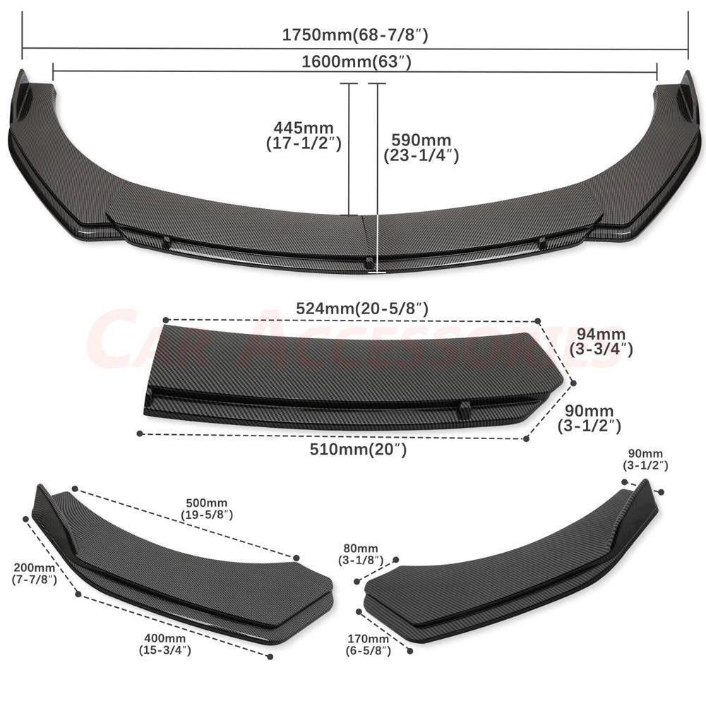 Carbon Fiber Front Bumper Lip Splitter & Side Skirts Kit for Audi A5 S5 A6 A7 A8 (2010–2023)